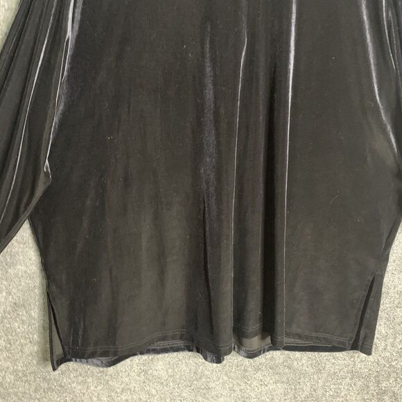 Amanda Smith II Button Front Shirt Shacket Black Velvet Women 2X Beaded Edging - Picture 8 of 13